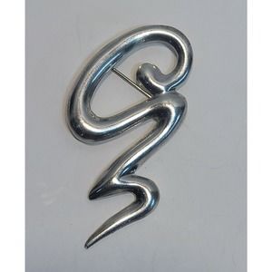 925 Sterling Silver Geometric Abstract Serpentine brooch pin